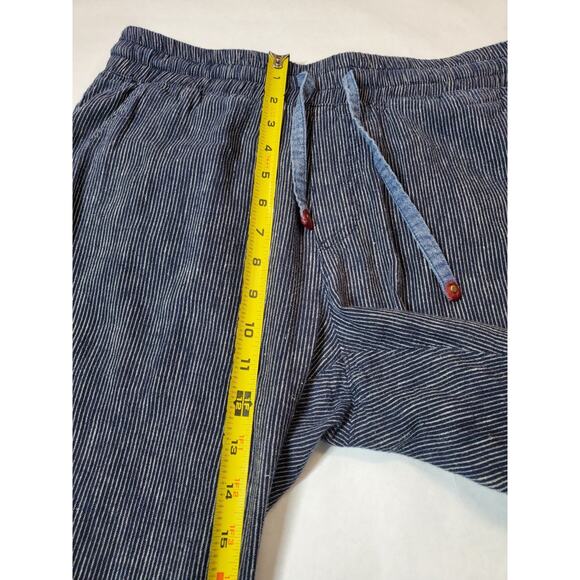 Betabrand Pants Medium Tall LONG Womens LINEN Elastic Waist Joggers Blue Pockets - Picture 8 of 10